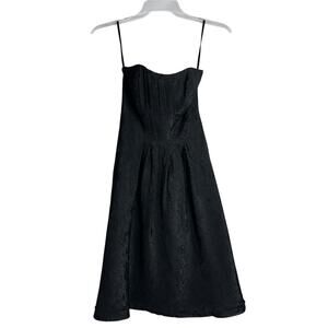 White House Black Market Strapless Black Floral Cocktail Party Dress size 0